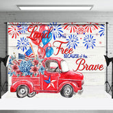 Lofaris Wooden Wall Red Car Floral Usa Flag Balloon Backdrop